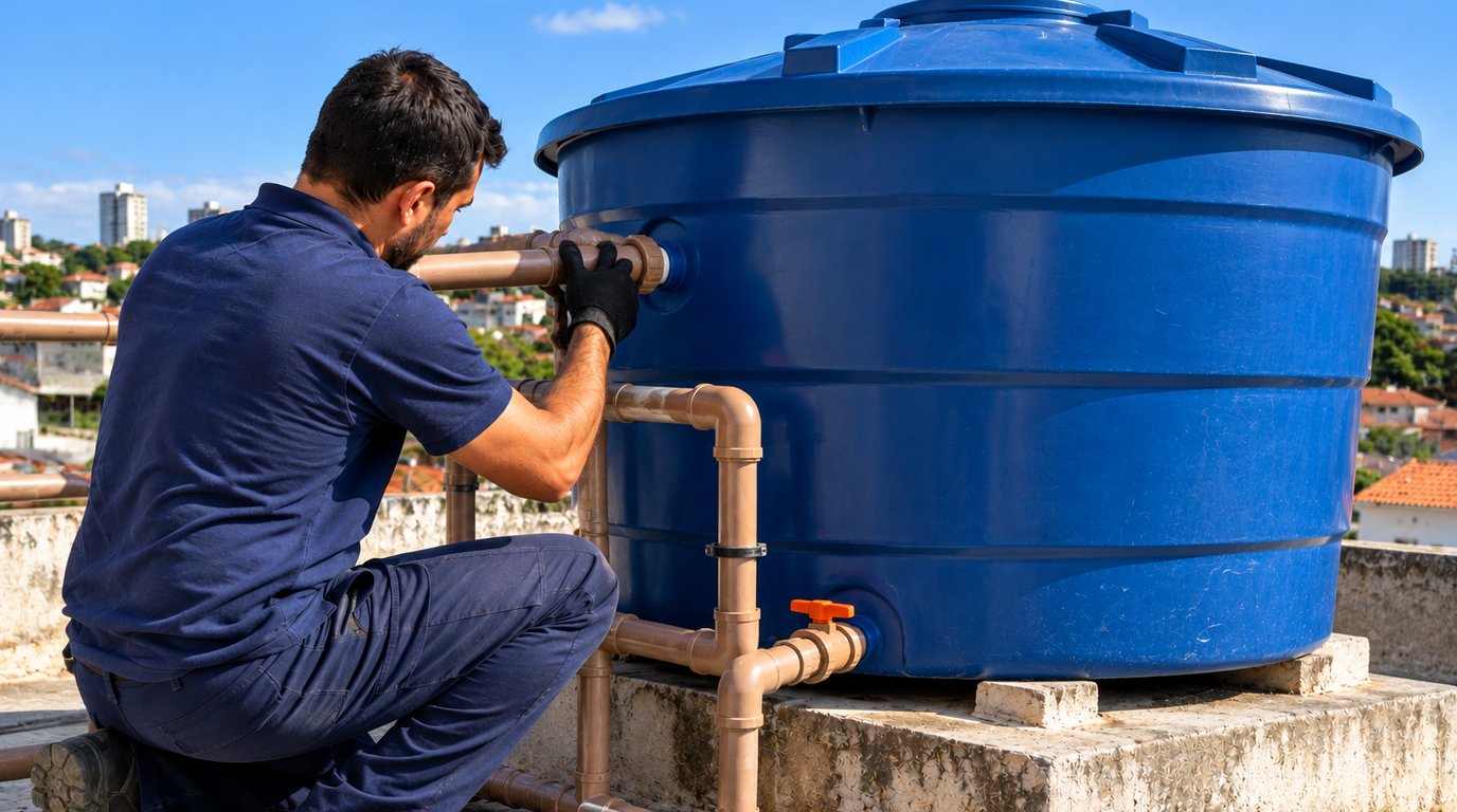 Serviço em caixa d'água em Suzano‑SP